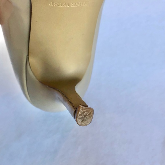 Nine West Patent Leather Heel Shoe Tan Cream Beige Size 7.5 M - Picture 9 of 14